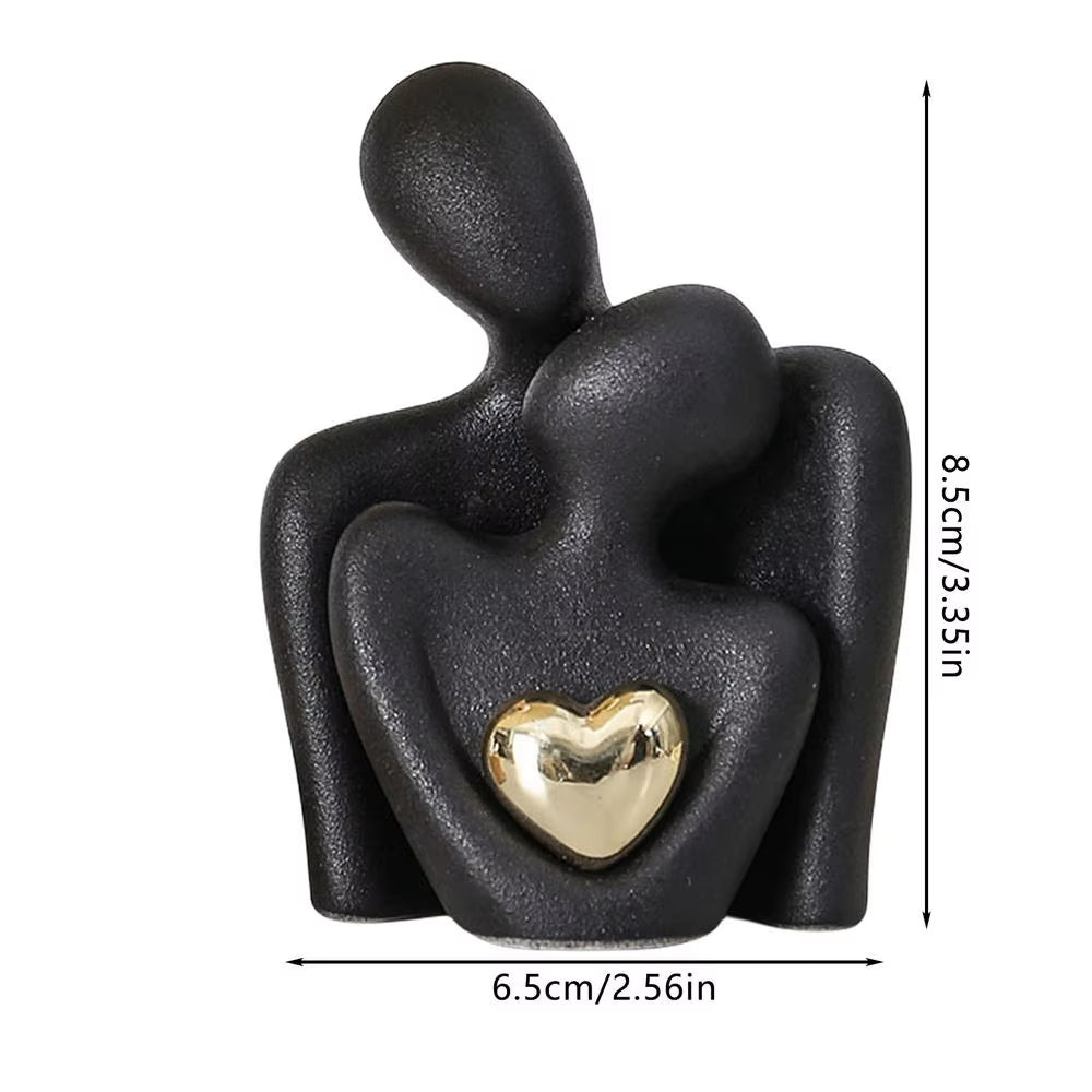 Romantic Ceramic Couple Statue - Abstract Modern Hugging Figurine for Love and Home Decor