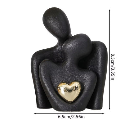 Romantic Ceramic Couple Statue - Abstract Modern Hugging Figurine for Love and Home Decor