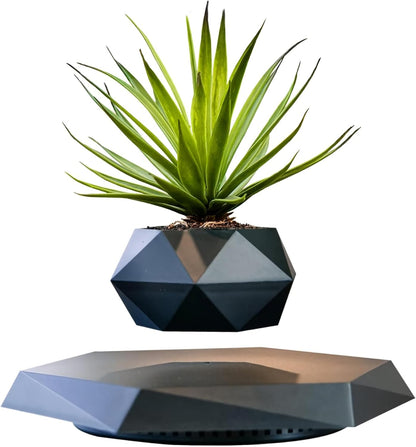Magnetic Levitation Plant Pot - Rotating Floating Planter for Home and Office Decor (Black)